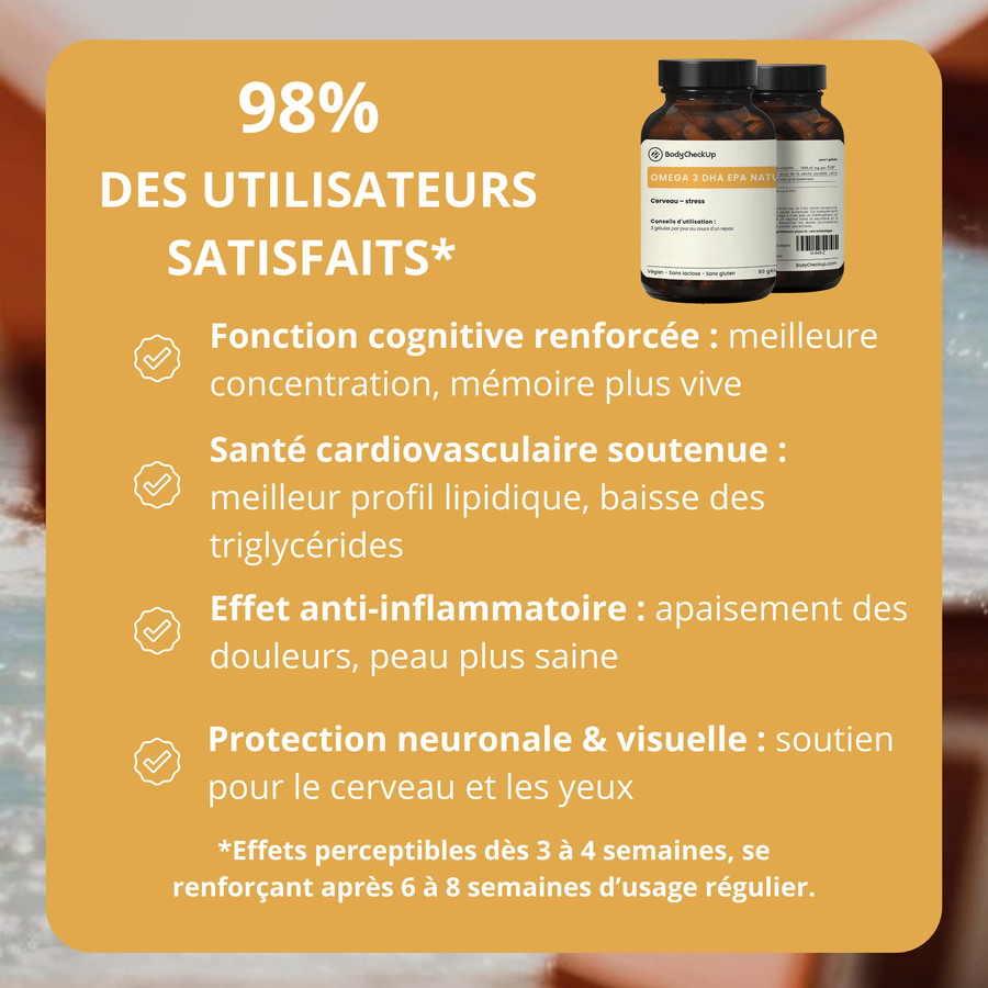 Omega 3 DHA boost : ciblé pour le cerveau, la vision, la grossesse et le développement neurocognitif.